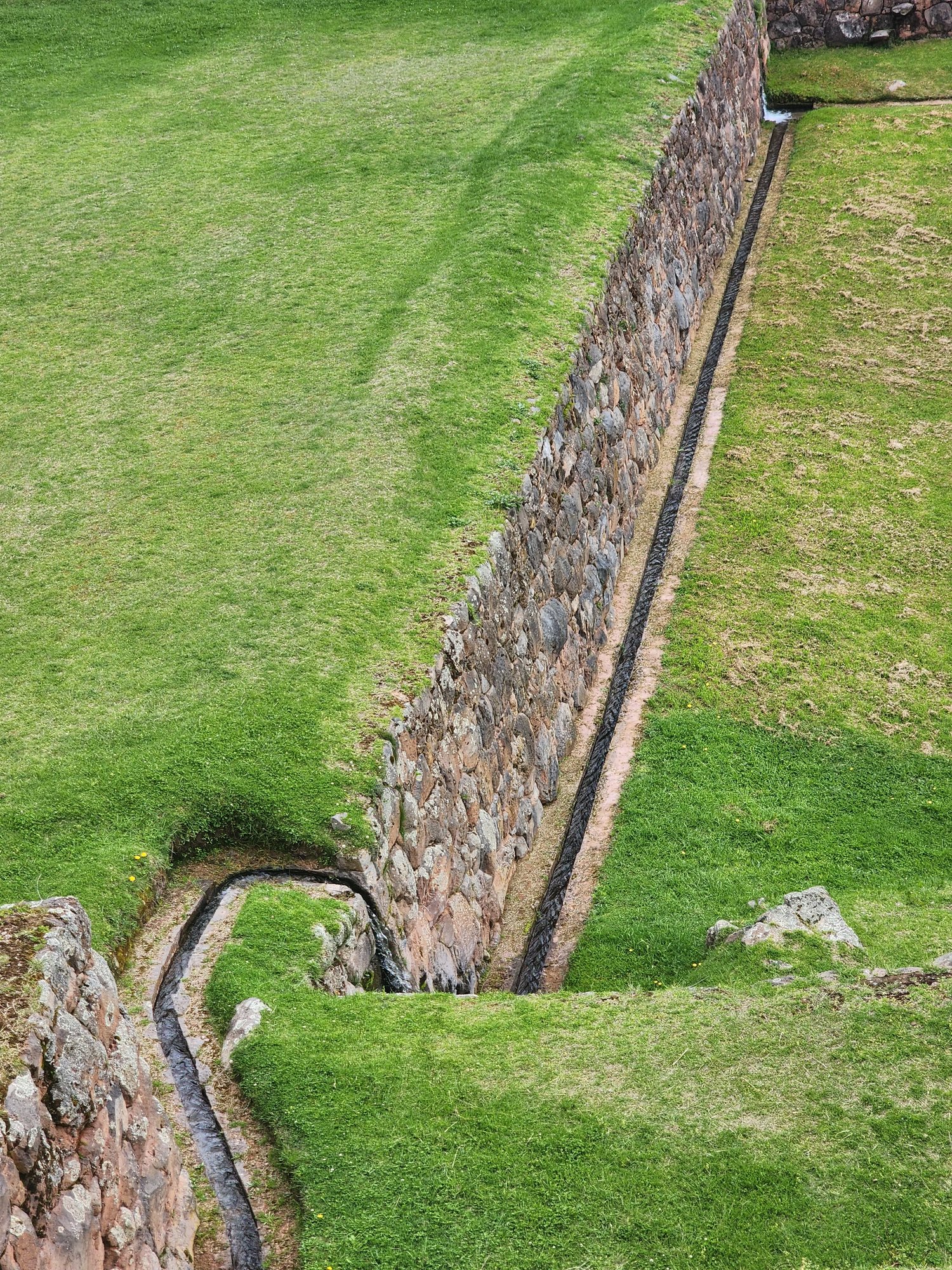 An Inca water channel cut into the land